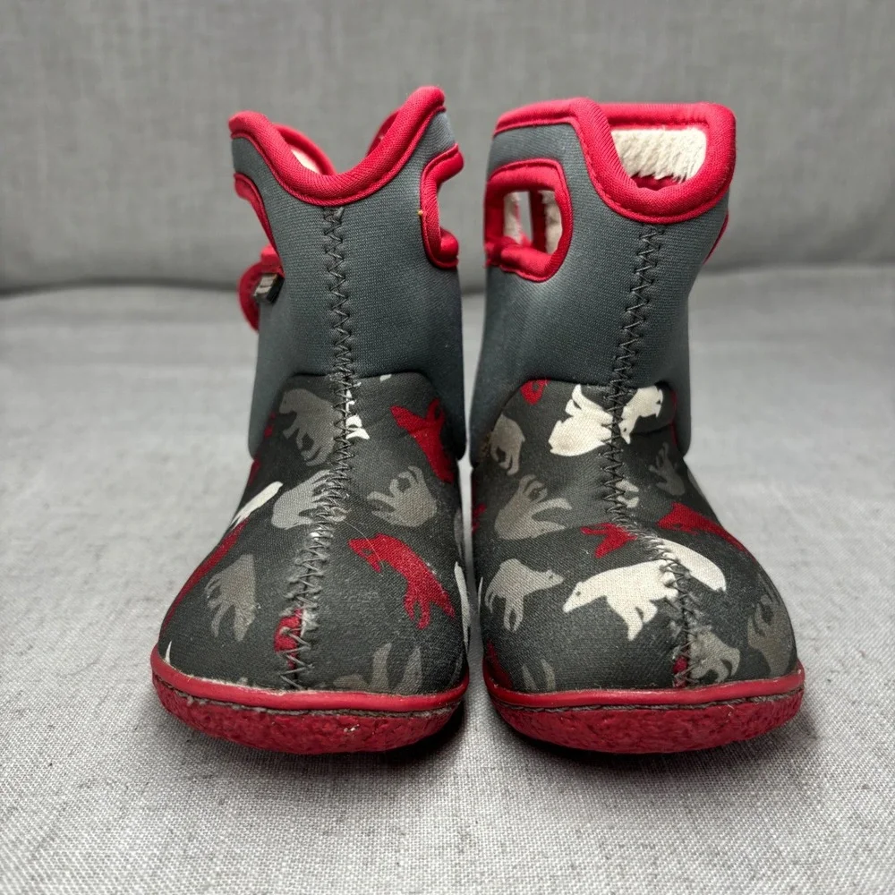 Bogs Baby Bogs Polar Bear Gray Red Waterproof Insulated Winter Boots Kids Size 5